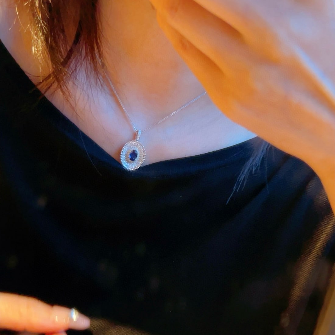 14k Gold 1.40 Ctw Natural Sapphire & Diamond Pendant( Without Chain ) - 4