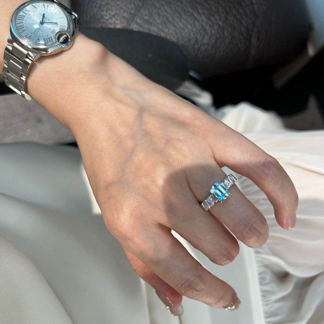 14k Gold 1.20 Ctw Natural Aquamarine & Diamond Ring - 4