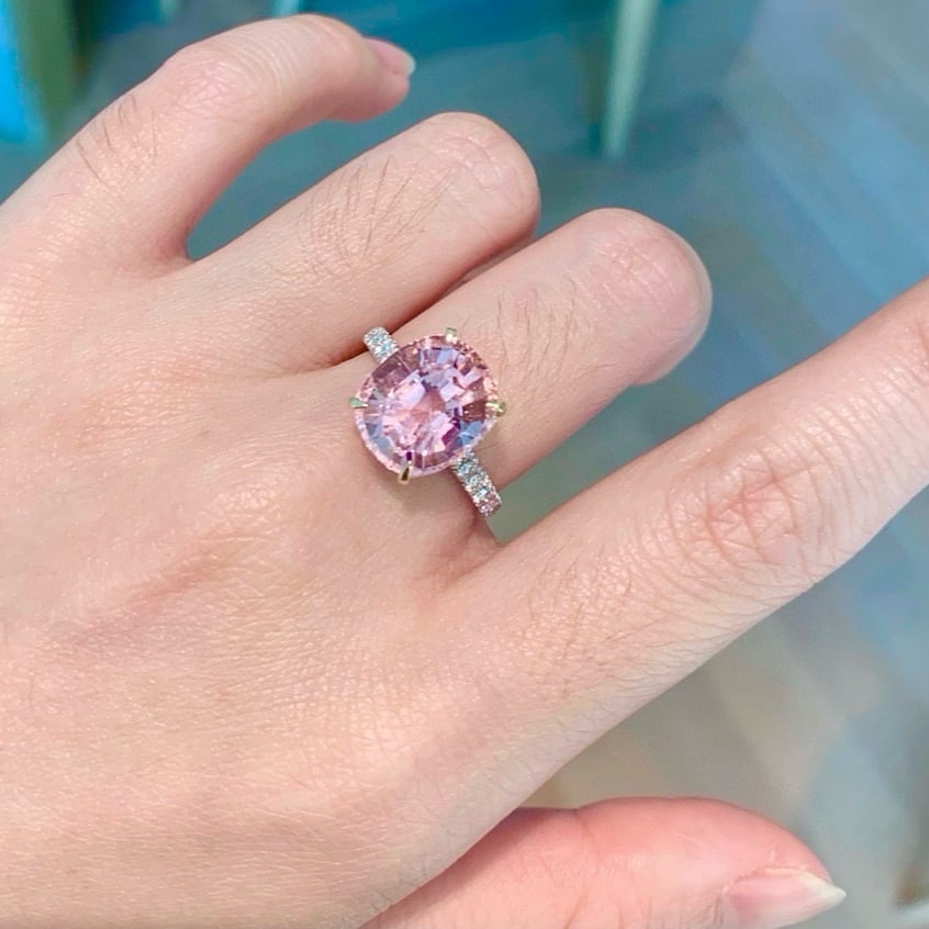 14k Gold 6.20 Ctw Natural Tourmaline & Diamond Ring - 4