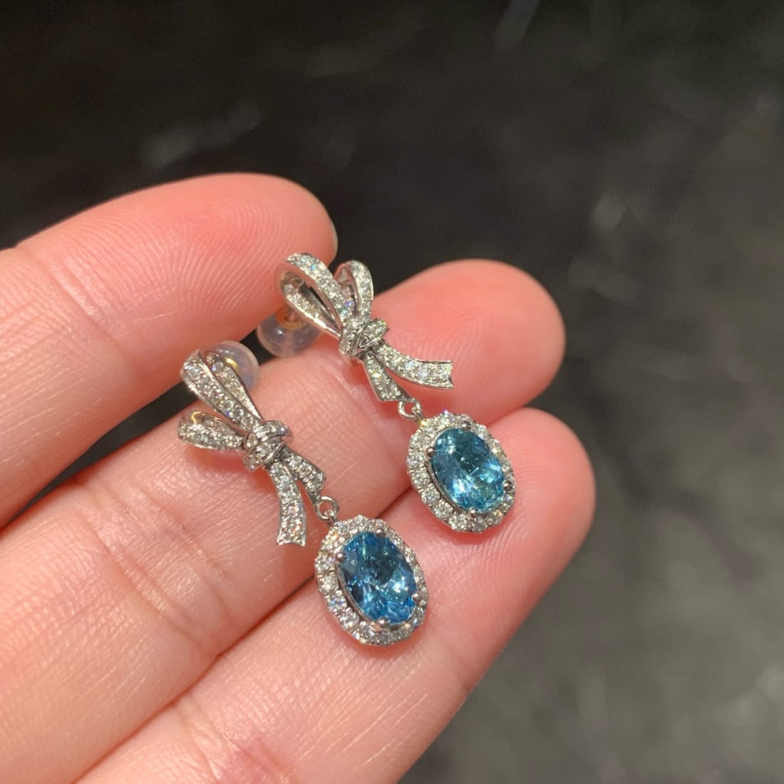 14k Gold 1.93 Ctw Natural Aquamarine & Diamond Earrings - 2