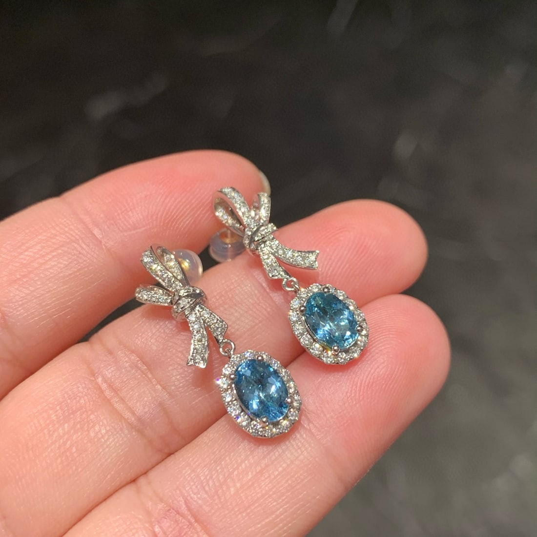 14k Gold 1.93 Ctw Natural Aquamarine & Diamond Earrings - 3