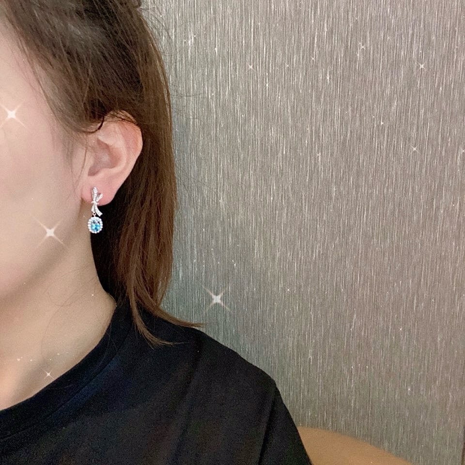 14k Gold 1.93 Ctw Natural Aquamarine & Diamond Earrings - 4