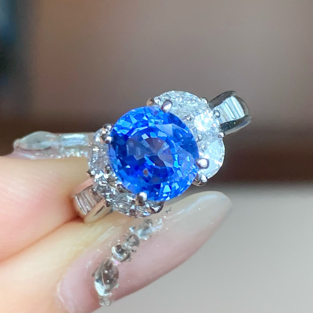 14k Gold 3.69 Ctw Natural Sapphire & Diamond Ring - 2