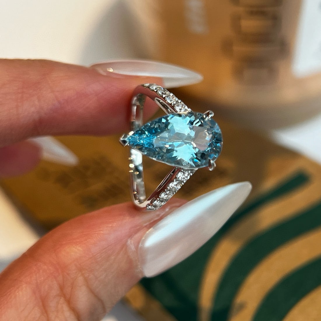 14k Gold 3.15 Ctw Natural Aquamarine & Diamond Ring - 3