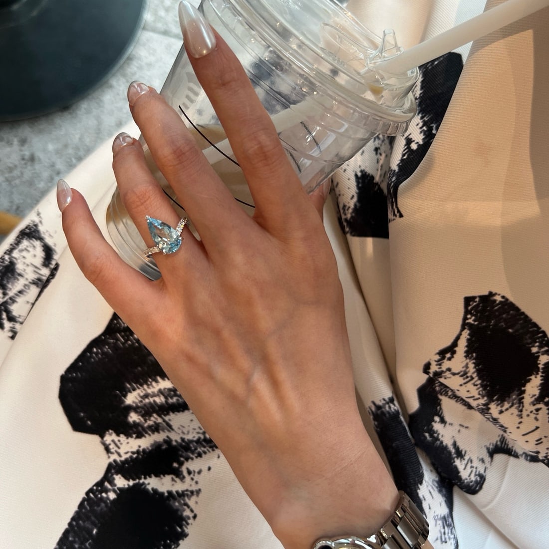 14k Gold 3.15 Ctw Natural Aquamarine & Diamond Ring - 5