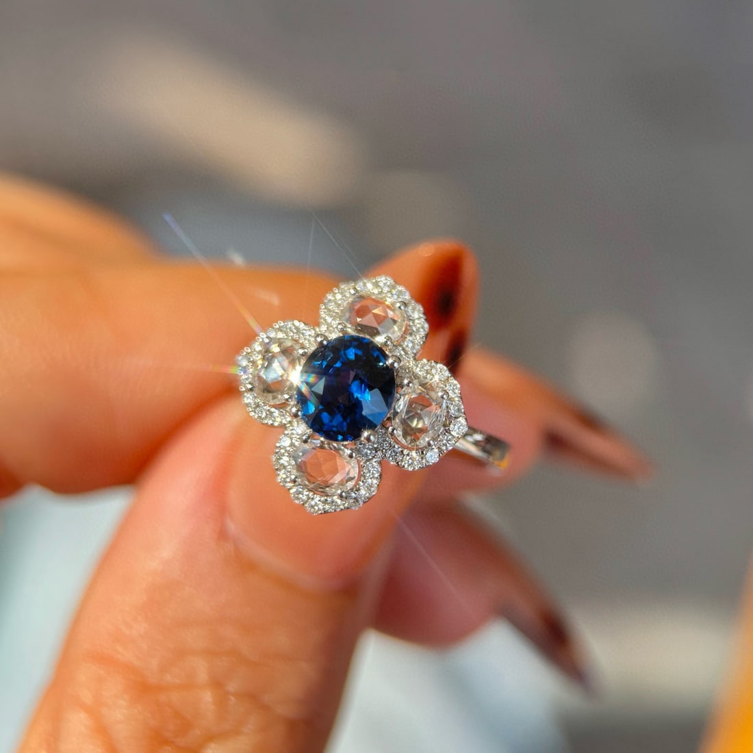 14k Gold 1.23 Ctw Natural Sapphire & Diamond Ring - 2