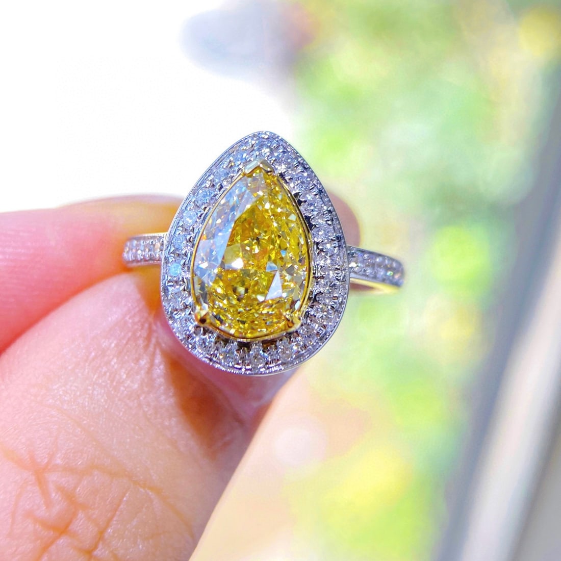 Gia Certified 14k Gold 2.02 Ctw Natural Yellow Diamond & Diamond Ring - 3