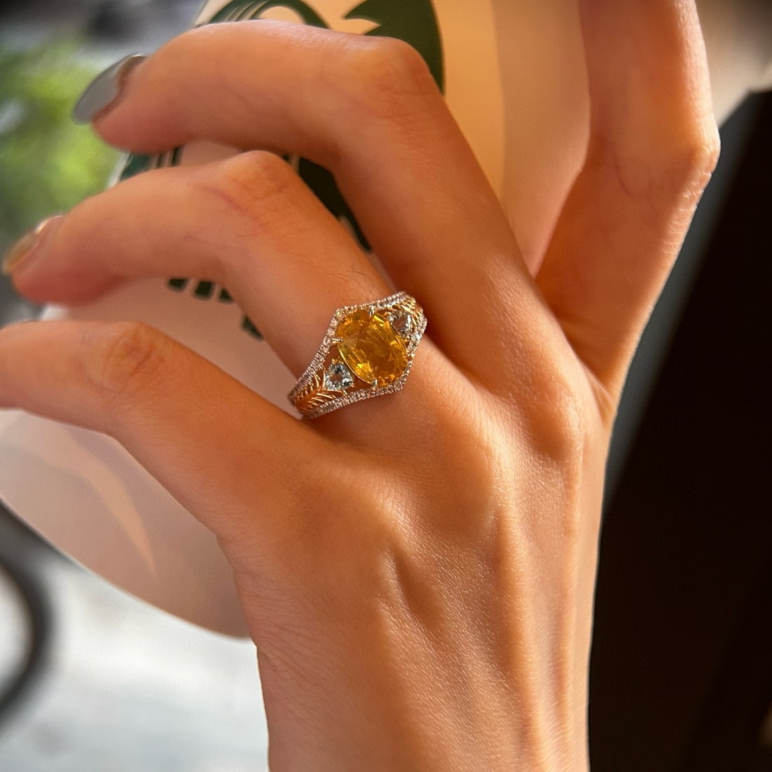 14k Gold 2.86 Ctw Natural Sapphire & Diamond Ring - 4