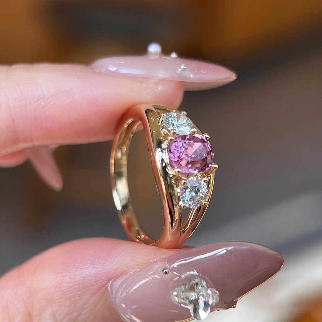 14k Gold 1.60 Ctw Natural Spinel & Lab Grown Diamond Ring - 2