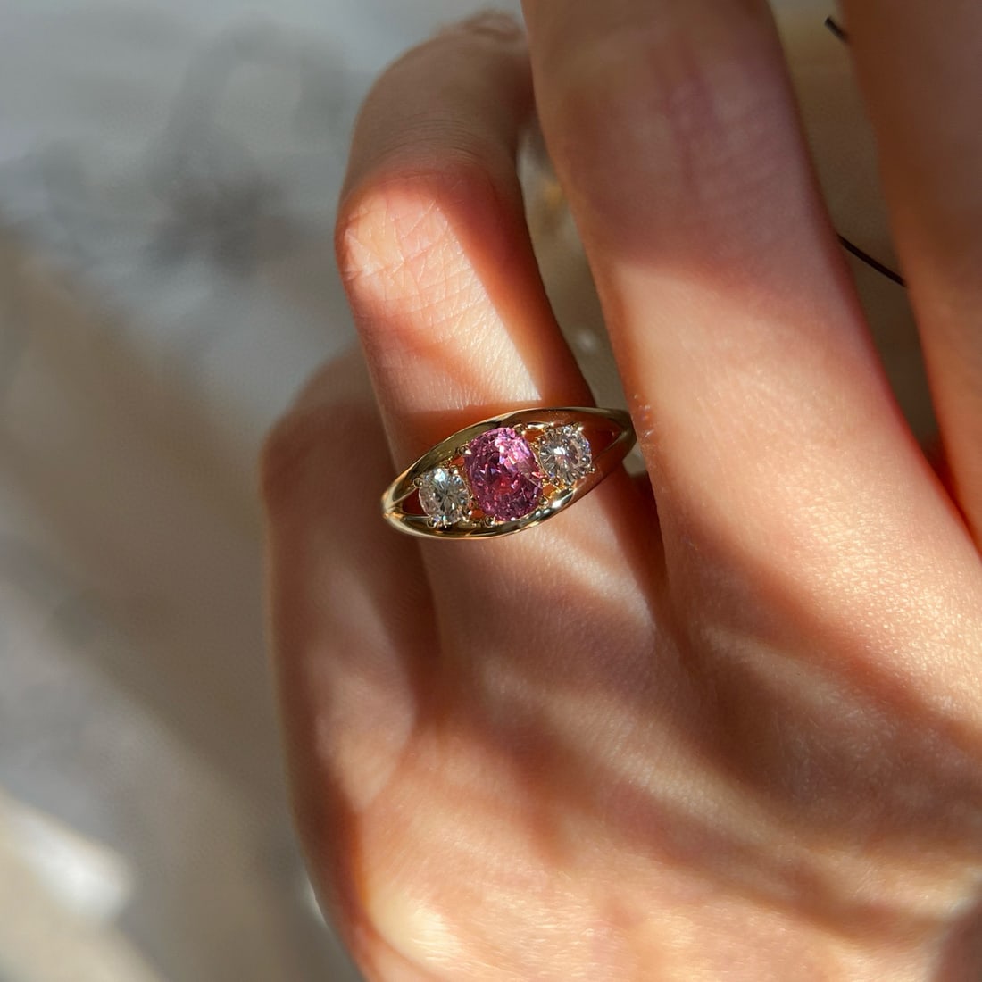 14k Gold 1.60 Ctw Natural Spinel & Lab Grown Diamond Ring - 3