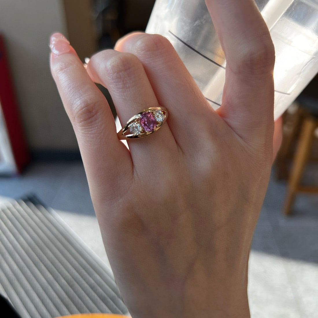 14k Gold 1.60 Ctw Natural Spinel & Lab Grown Diamond Ring - 4