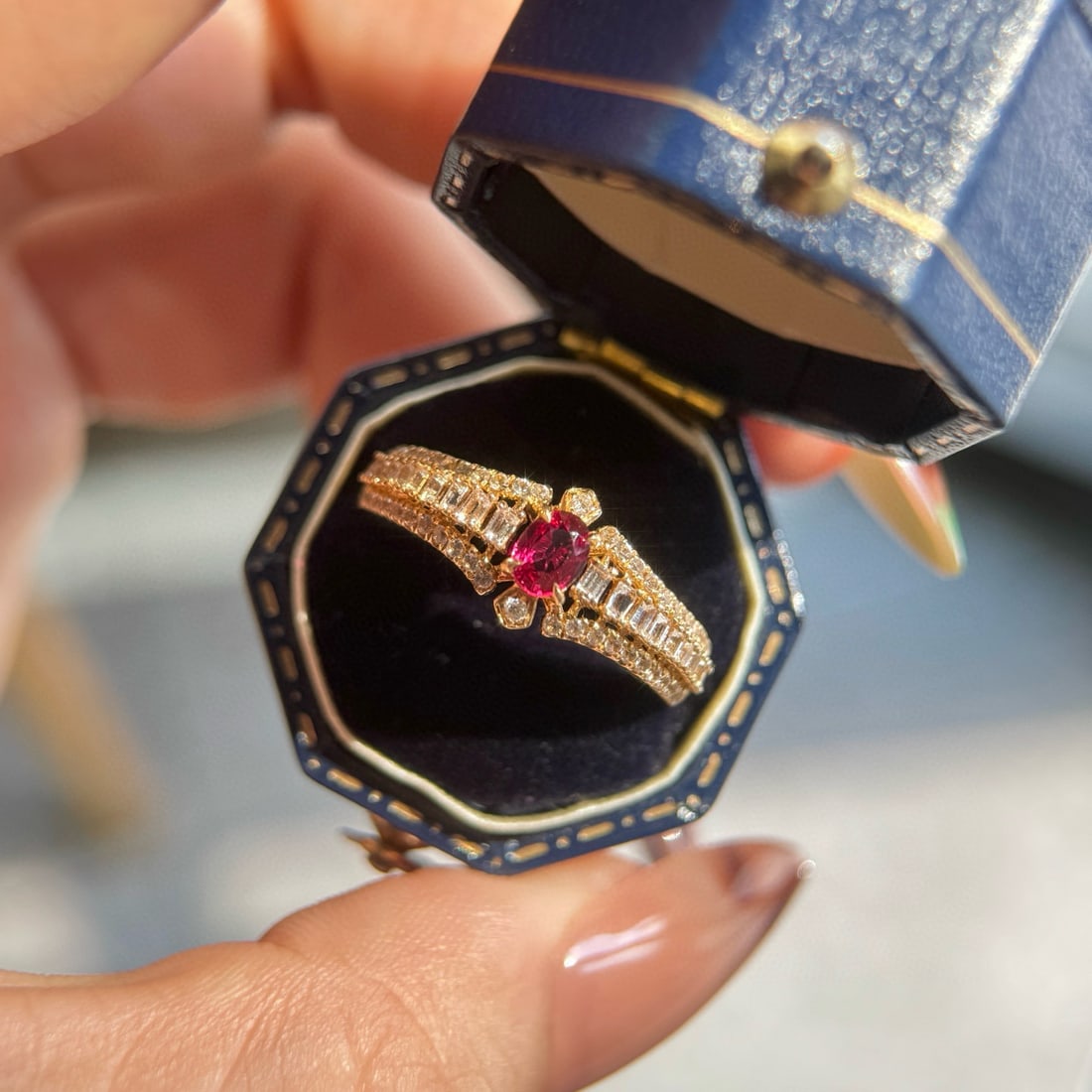 14k Gold 0.31 Ctw Natural Ruby & Diamond Ring - 2