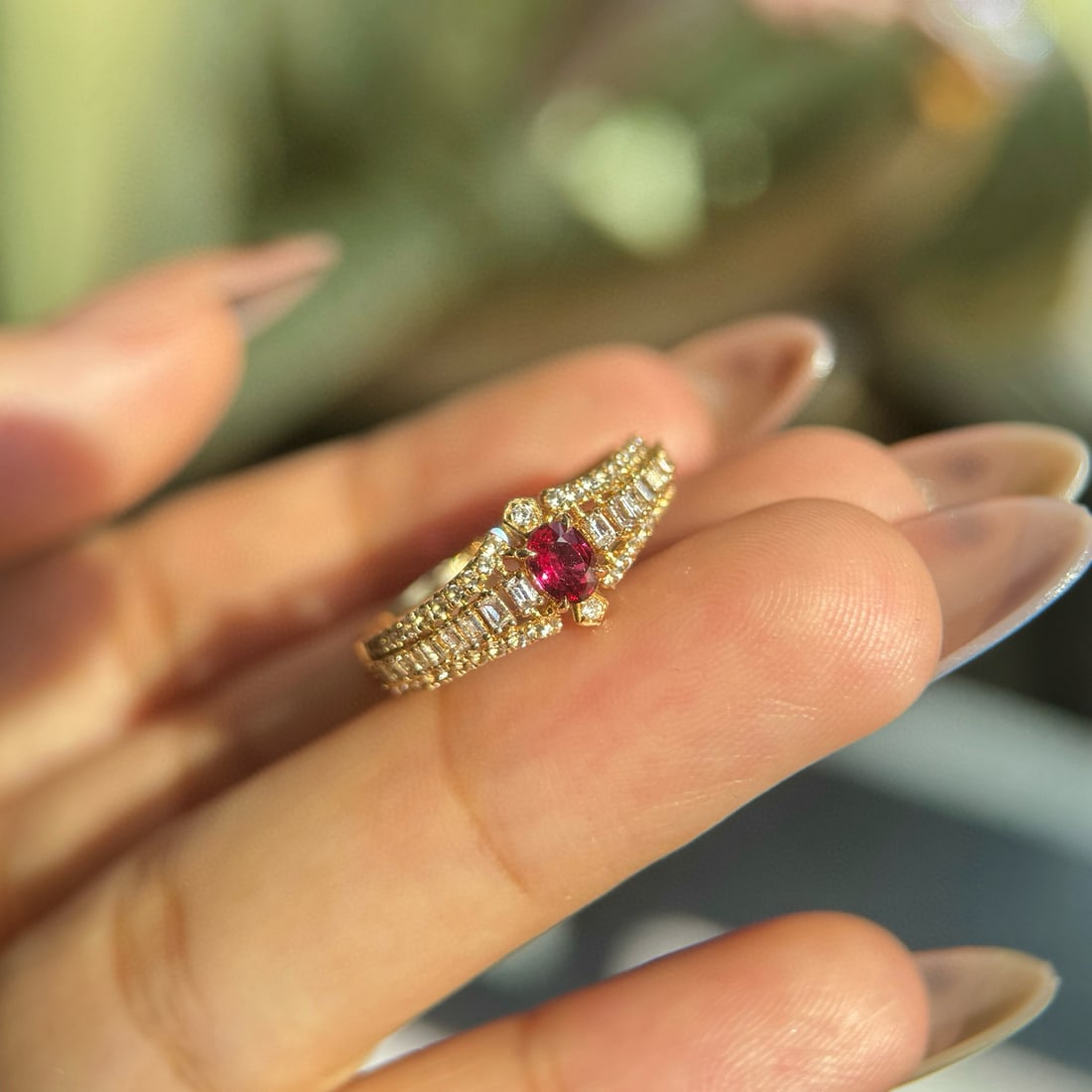 14k Gold 0.31 Ctw Natural Ruby & Diamond Ring - 3