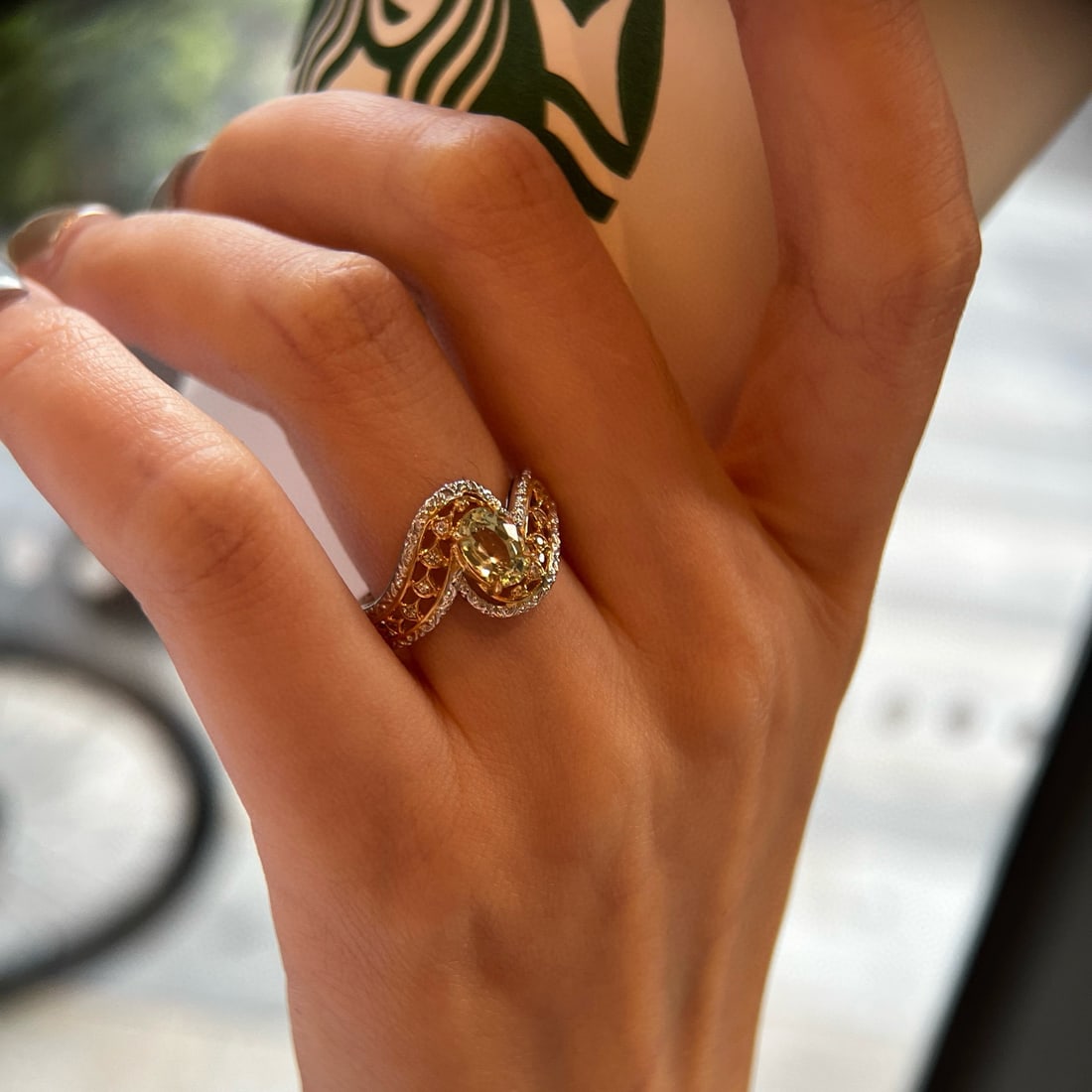 14k Gold 1.12 Ctw Natural Chrysoberyl & Diamond Ring - 4