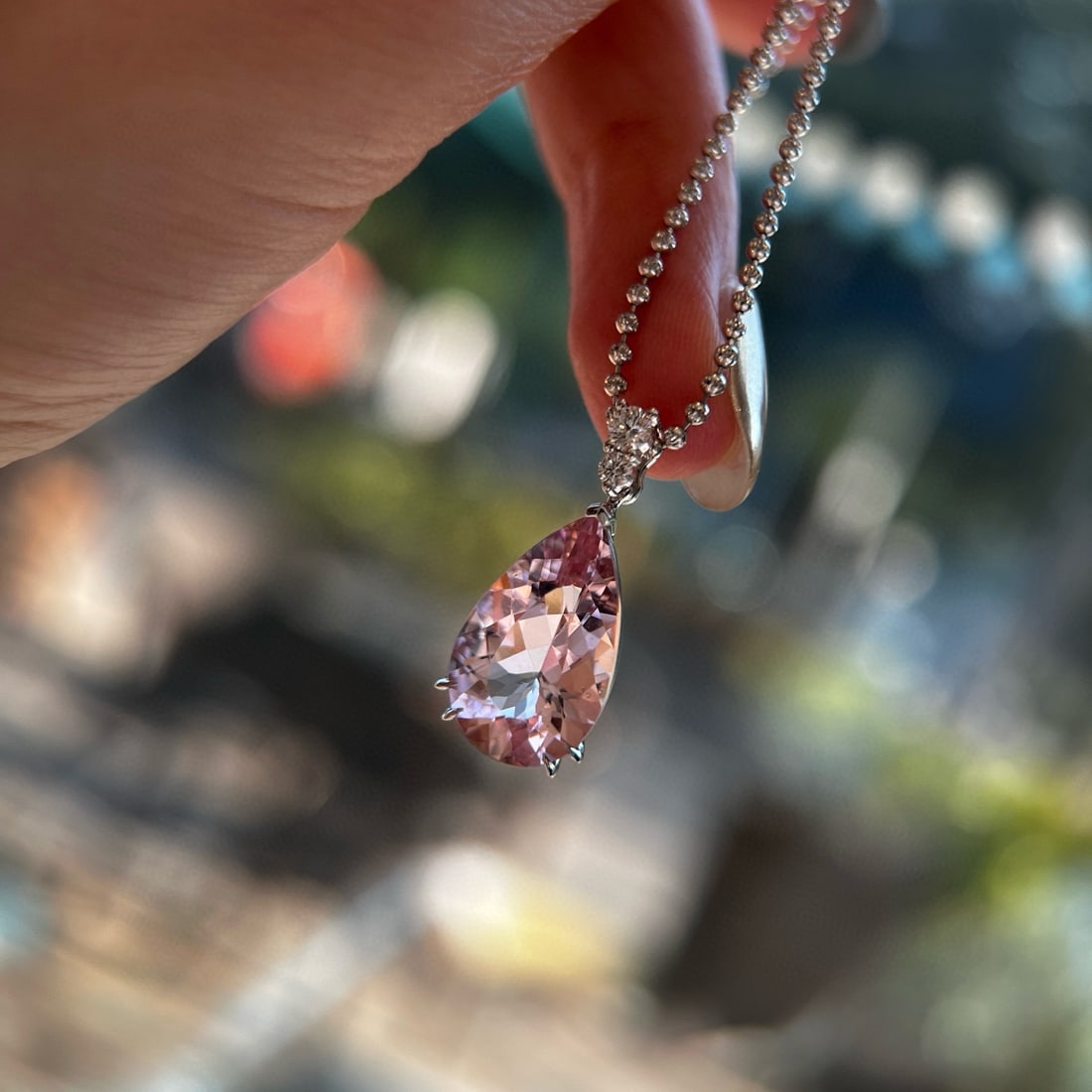 14k Gold 5.43 Ctw Natural Morganite & Diamond Pendant( Without Chain ) - 3