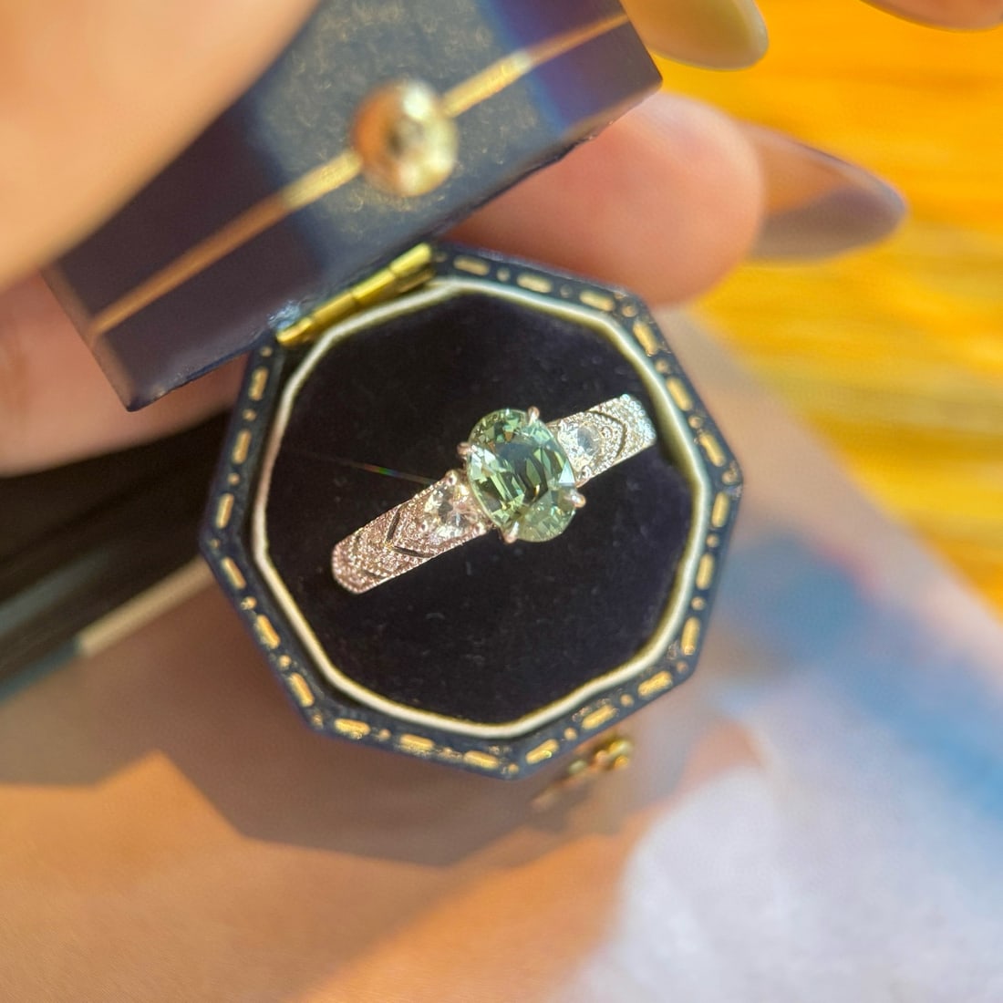 14k Gold 1.19 Ctw Natural Sapphire & Diamond Ring - 3