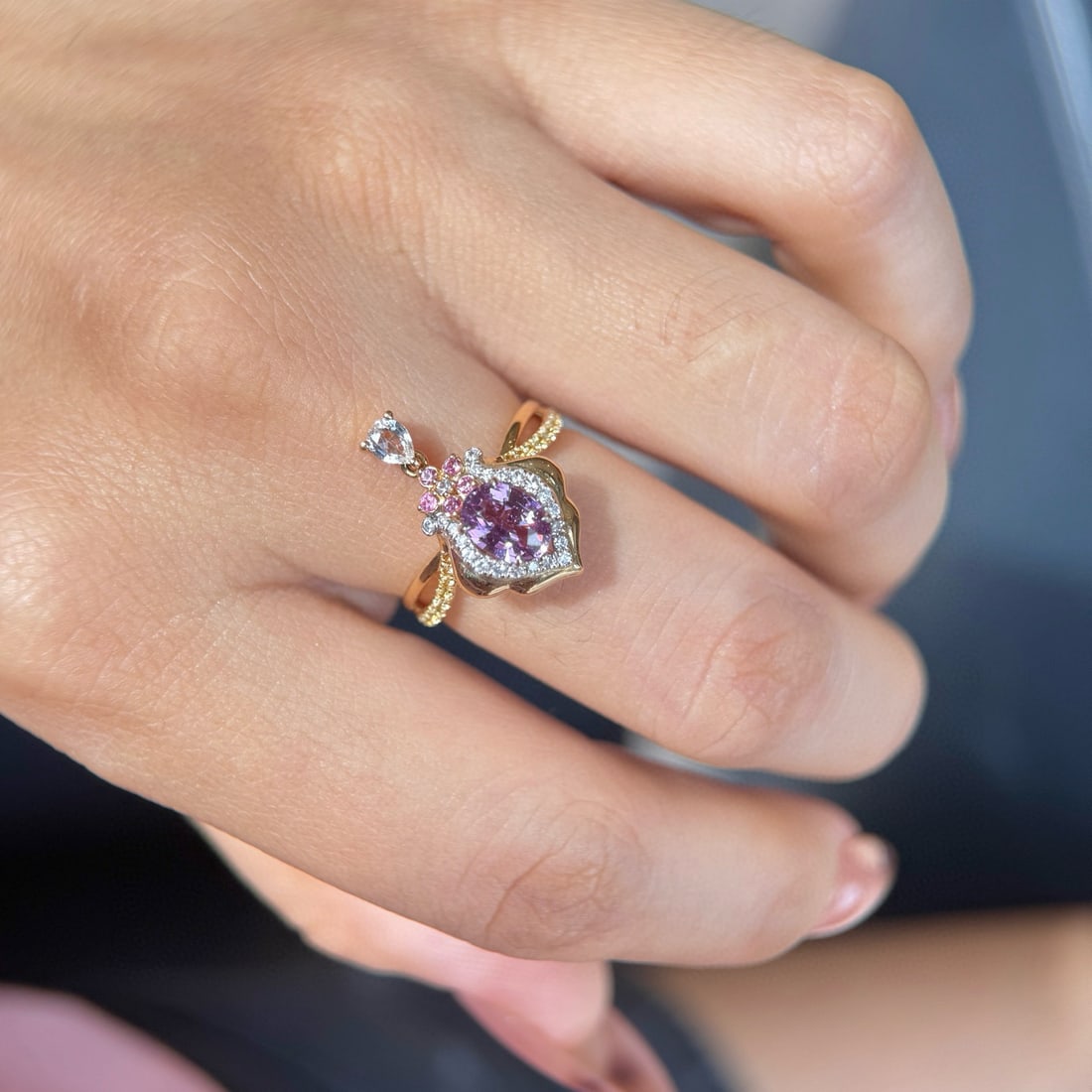 14k Gold 0.94 Ctw Natural Sapphire & Diamond Ring - 3