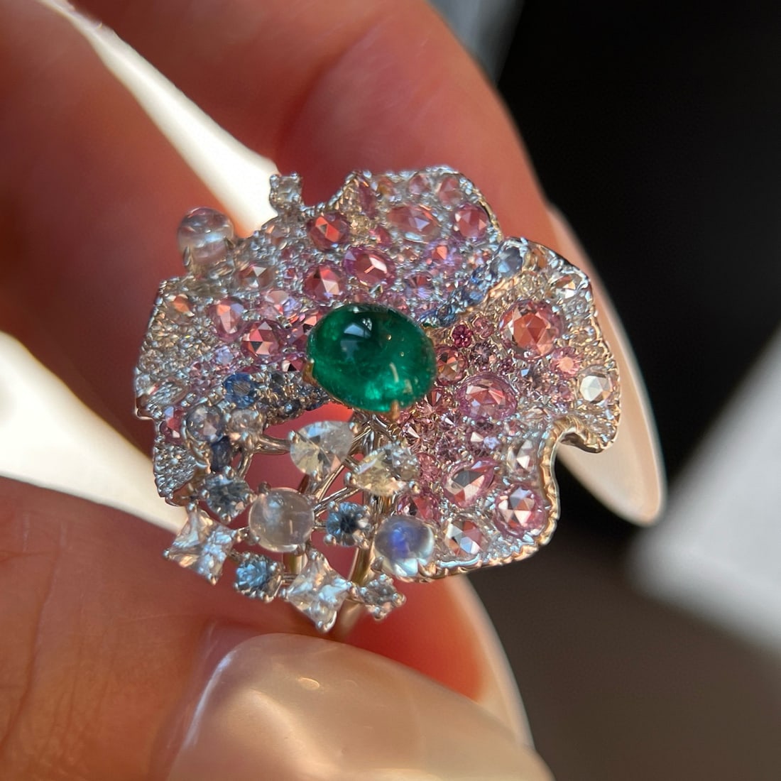 14k Gold 1.01 Ctw Vivid Green Natural Emerald & Diamond Ring - 2