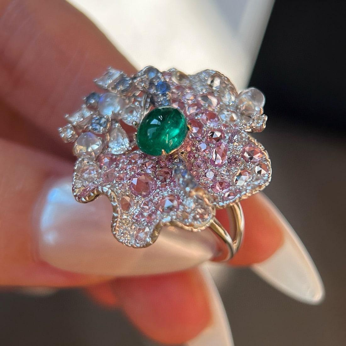 14k Gold 1.01 Ctw Vivid Green Natural Emerald & Diamond Ring - 3