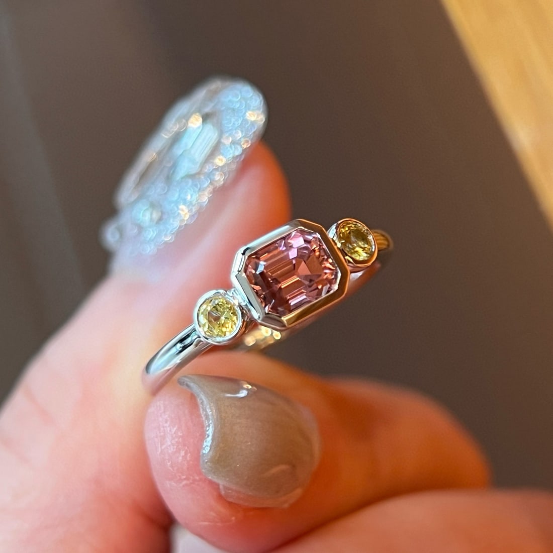 14k Gold 0.93 Ctw Natural Tourmaline & Sapphire Ring - 2