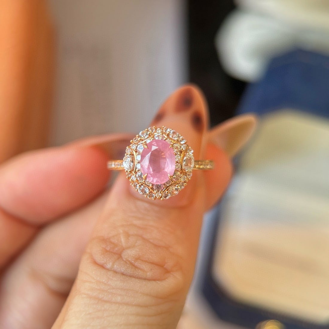 14k Gold 1.13 Ctw Natural Spinel & Diamond Ring - 2