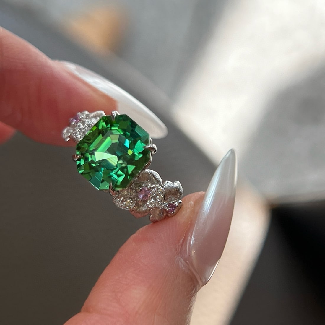 14k Gold 6.23 Ctw Natural Tourmaline & Diamond Ring - 2
