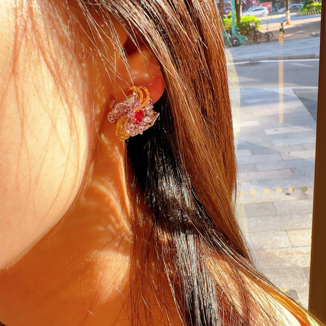 14k Gold 1.14 Ctw Natural Ruby & Diamond Earrings - 4