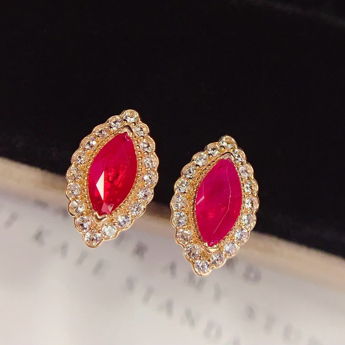 14k Gold 1.2 Ct Natural Ruby & Sapphire Earrings - 2