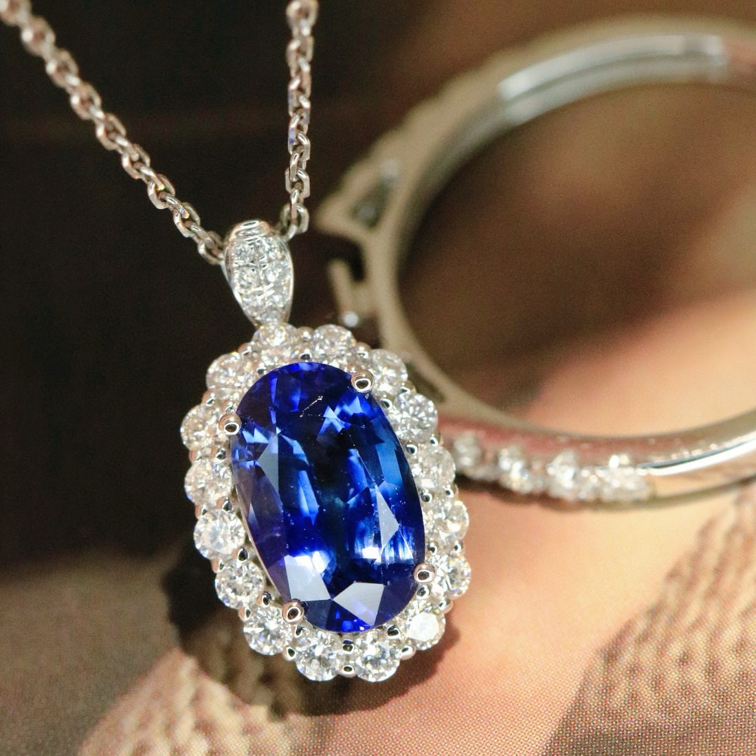 14k Gold 2.41 Ctw Natural Sapphire & Diamond Ring/pendant( Without Chain ) - 4