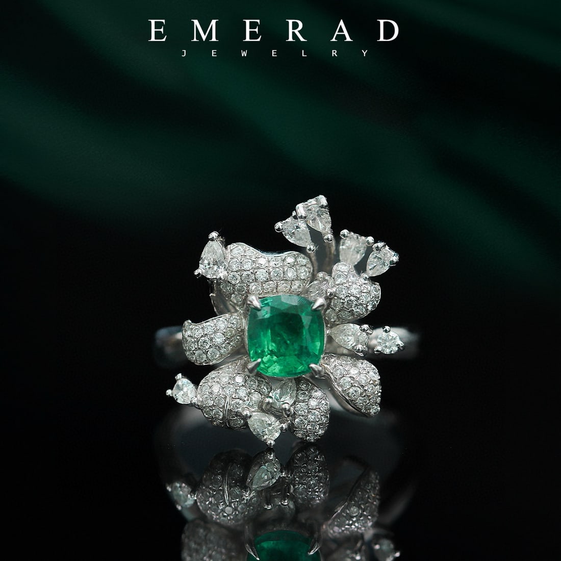 14k Gold 1.64 Ctw Vivid Green Natural Emerald & Diamond Ring - 3