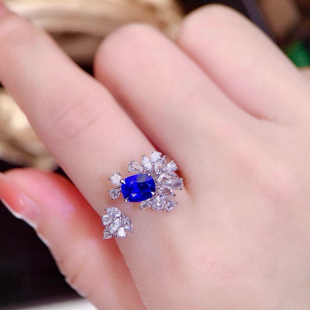 14k Gold 2.02 Ctw Natural Sapphire & Diamond Ring - 8