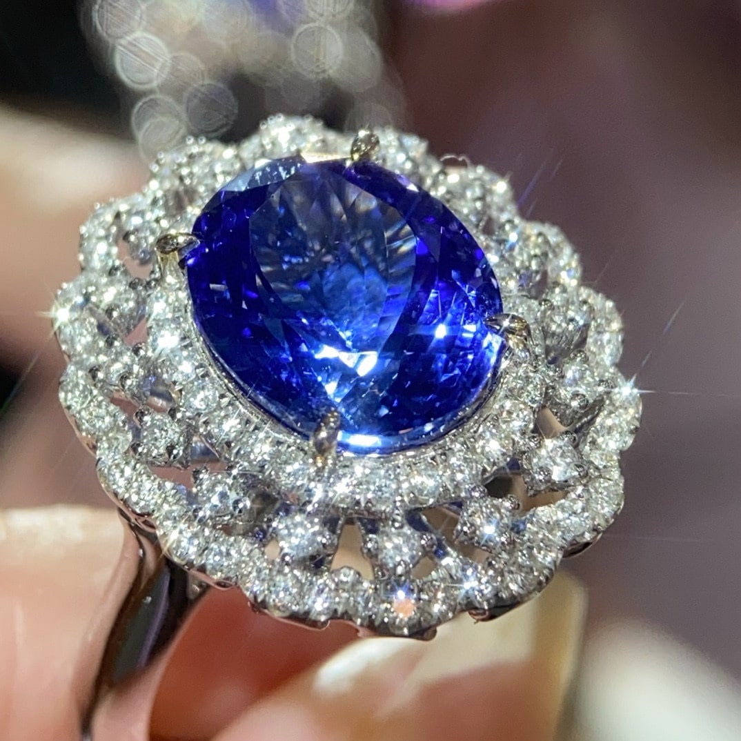 14k Gold 5.25 Ctw Natural Tanzanite & Diamond Ring/pendant( Without Chain ) - 2