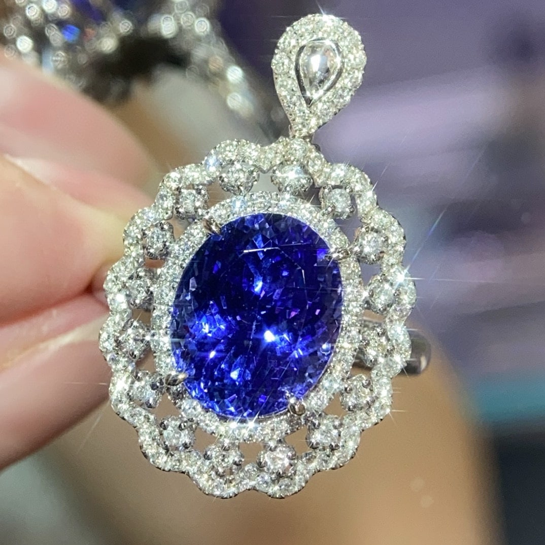 14k Gold 5.25 Ctw Natural Tanzanite & Diamond Ring/pendant( Without Chain ) - 4