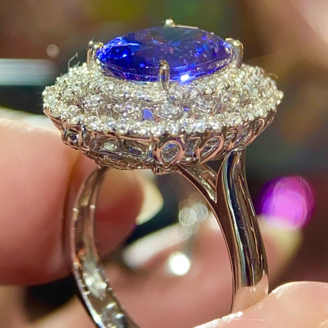 14k Gold 5.25 Ctw Natural Tanzanite & Diamond Ring/pendant( Without Chain ) - 5