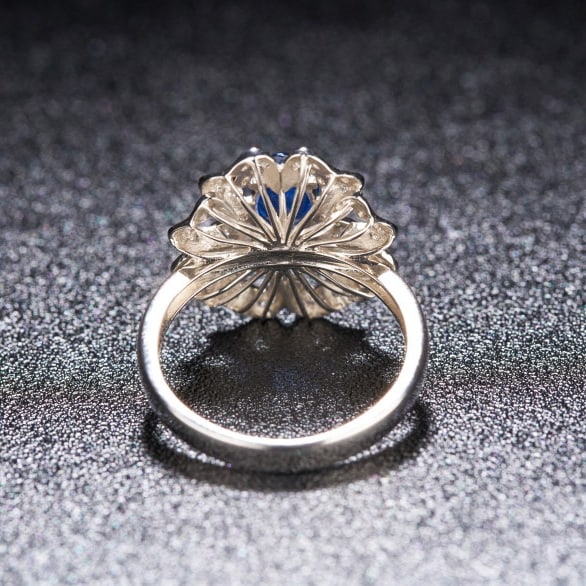 14k Gold 1.2 Ct Natural Sapphire & Diamond Ring - 5