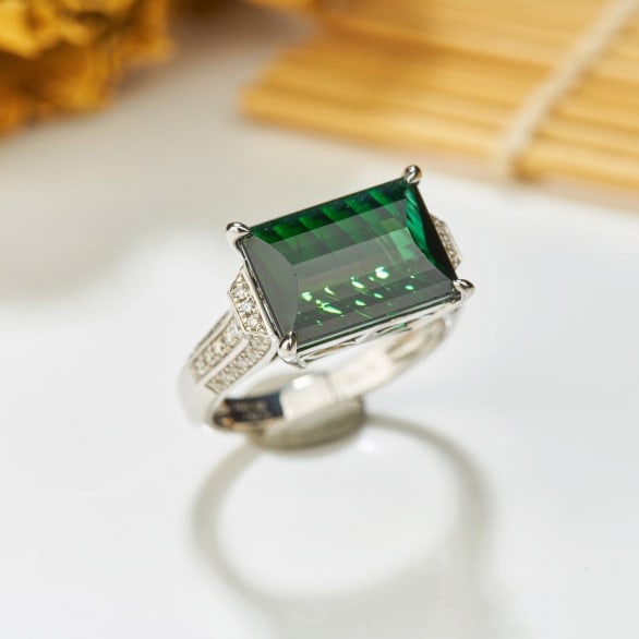 14k Gold 6.42 Ctw Natural Tourmaline & Diamond Ring - 6
