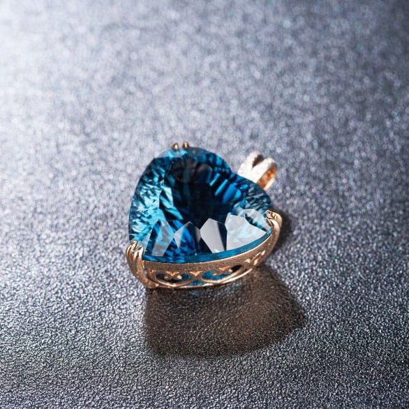 14k Gold 22.39 Ct Natural Topaz & Diamond Pendant( Without Chain ) - 6