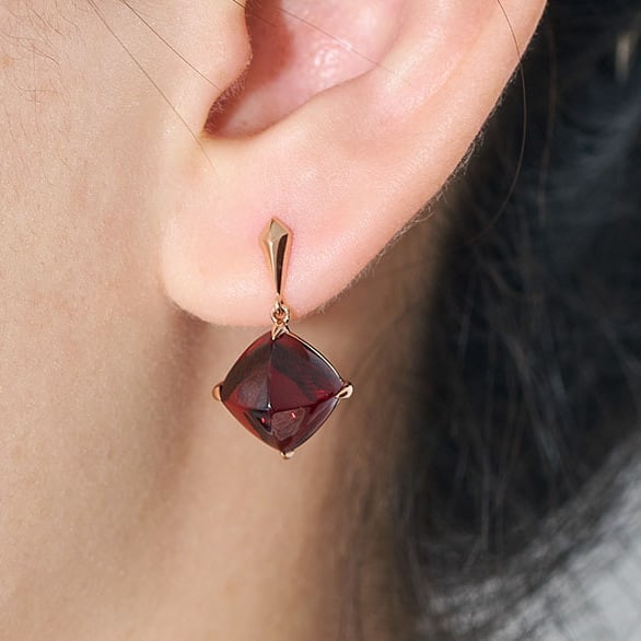 14k Gold 10.78 Ct Natural Garnet Earrings - 5