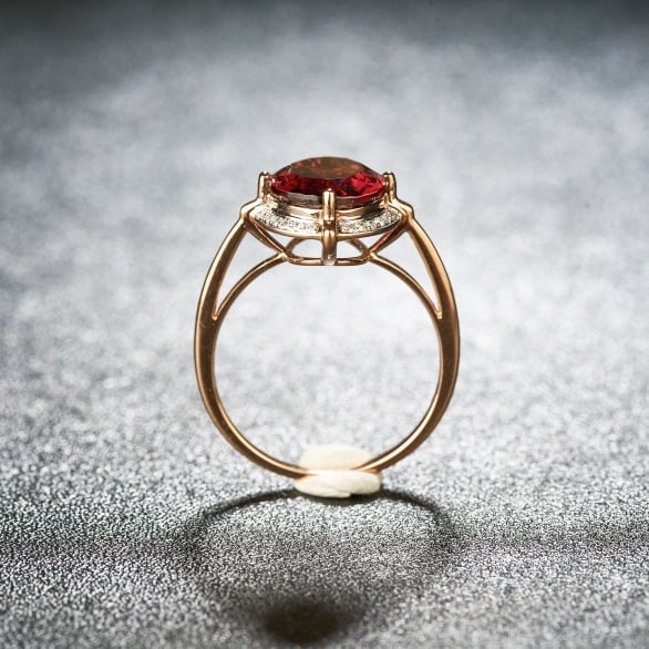 14k Gold 3.55 Ct Natural Tourmaline & Diamond Ring - 6