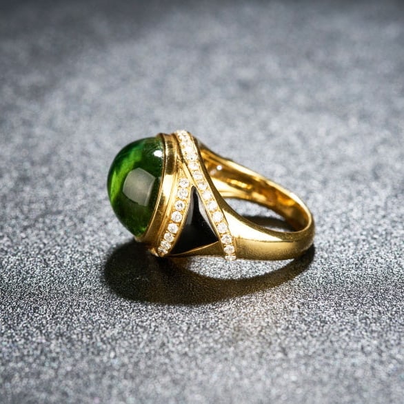 14k Gold 13.9 Ctw Natural Tourmaline & Diamond Ring - 3