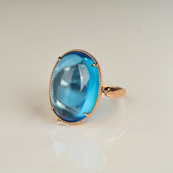 14k Gold 15.52 Ct Natural Topaz Ring - 9