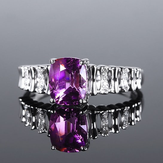 14k Gold 2.09 Ctw Natural Spinel & Diamond Ring - 2