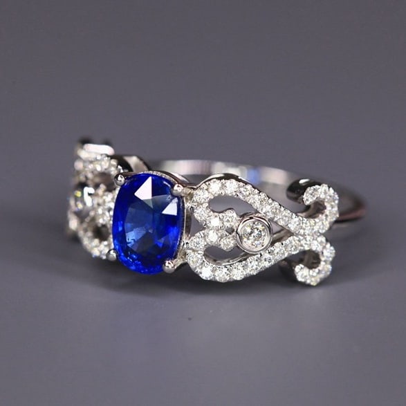 14k Gold 1.34 Ctw Natural Sapphire & Diamond Ring - 3