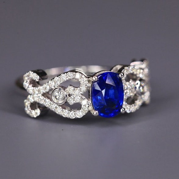 14k Gold 1.34 Ctw Natural Sapphire & Diamond Ring - 4