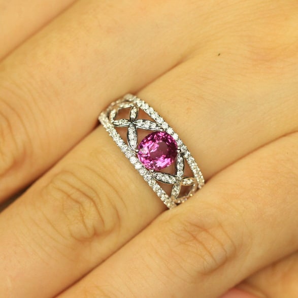 14k Gold 1.42 Ctw Natural Sapphire & Diamond Ring - 7