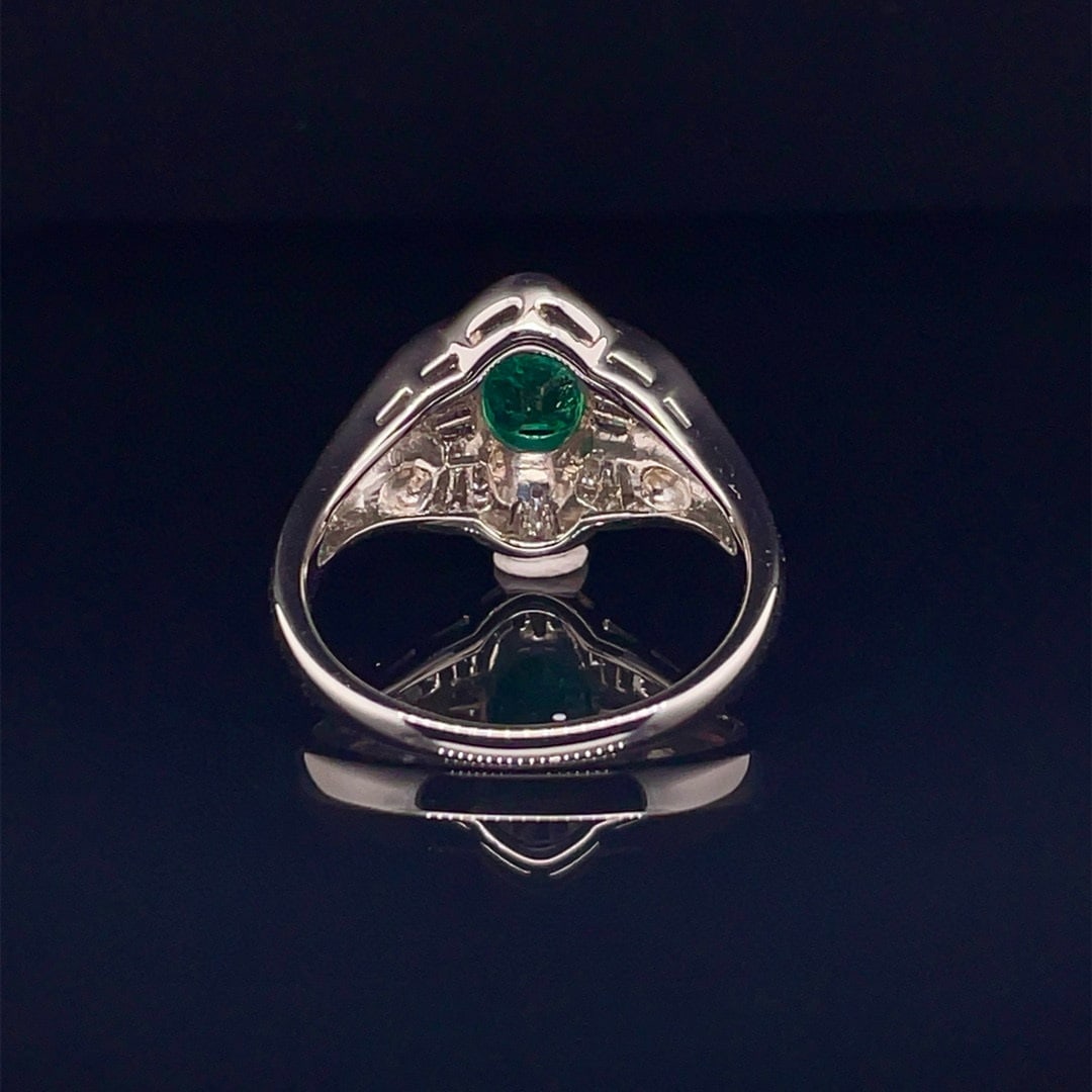 14k Gold 1.44 Ctw Vivid Green Natural Emerald & Diamond Ring - 4