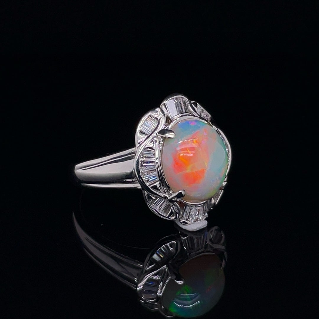 14k Gold 2.68 Ctw Natural Opal & Diamond Ring - 2