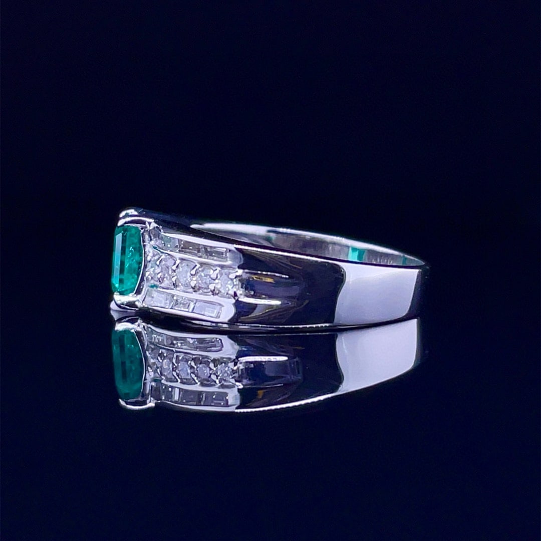 14k Gold 1.46 Ctw Natural Emerald & Diamond Ring - 3