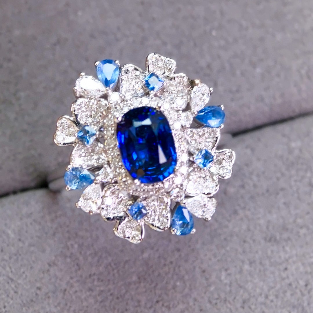 14k Gold 1.81 Ctw Natural Sapphire & Diamond Ring/pendant( Without Chain ): Ref:231054285 // gold content:14k gold // ring size:7. 25us // // main gemstone:sapphire // shape:cushion // carat weight:1. 26ct // color:blue // treatment:natural // // adjacent gemstone 2 : diamond
