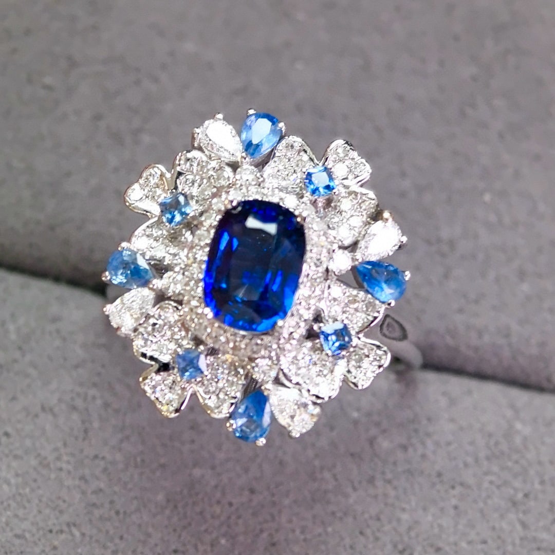 14k Gold 1.81 Ctw Natural Sapphire & Diamond Ring/pendant( Without Chain ) - 2